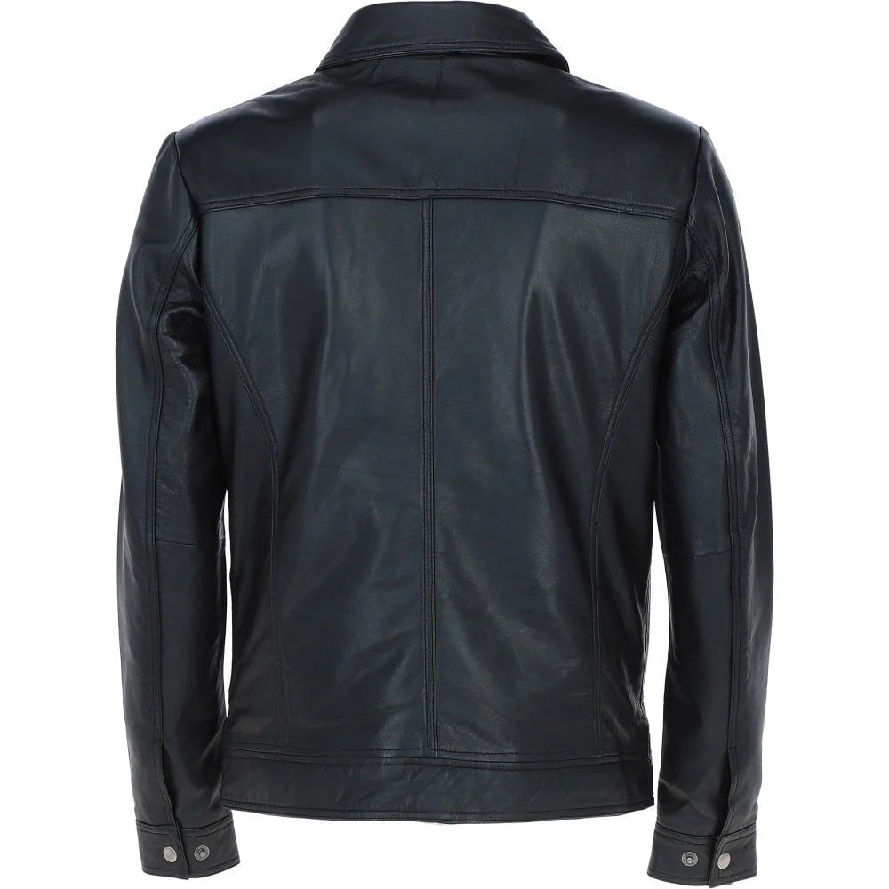 Men's Dark Black Leather Jacket