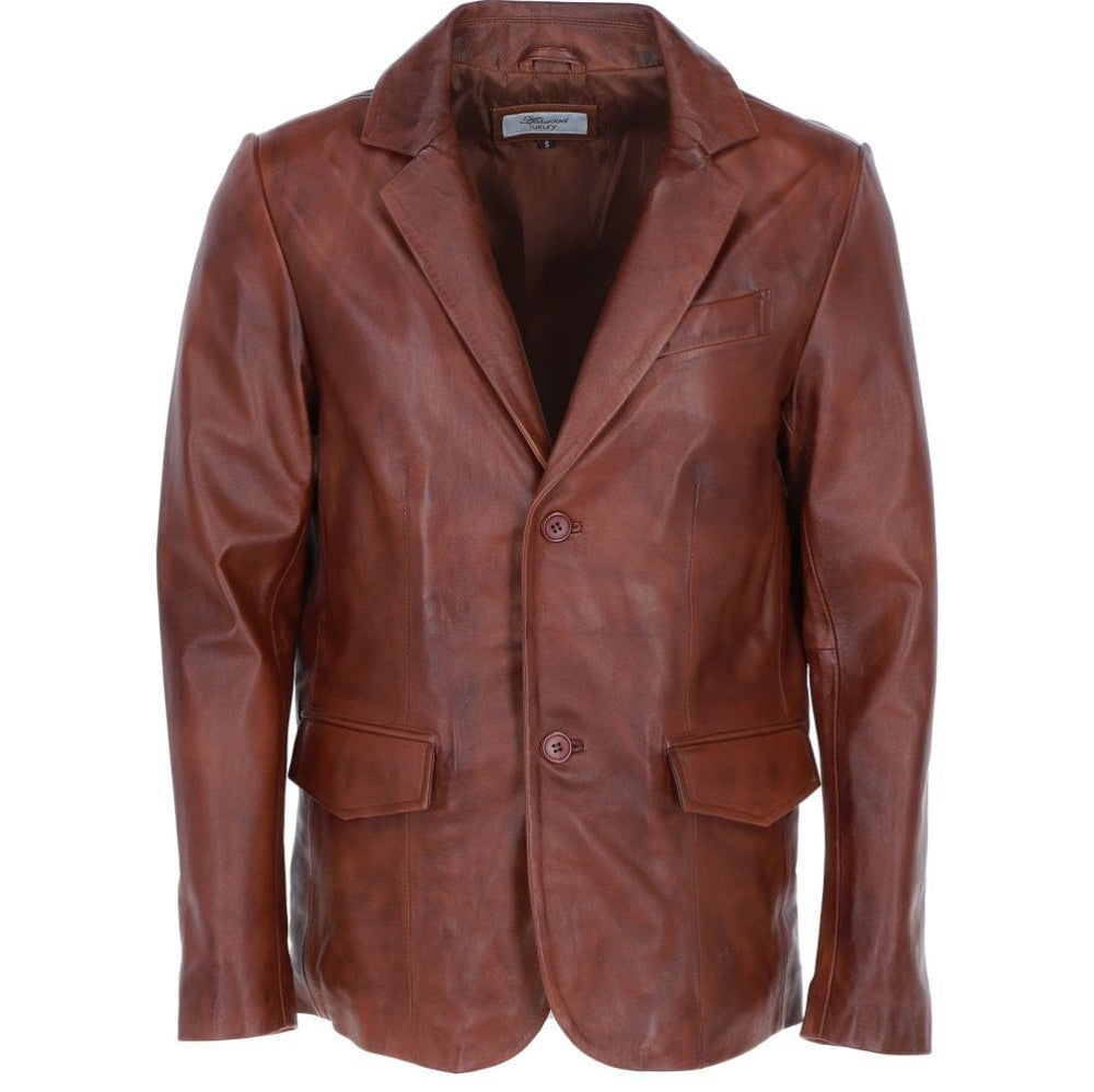 Men's Dark Brown Genuine Leather Blazer
