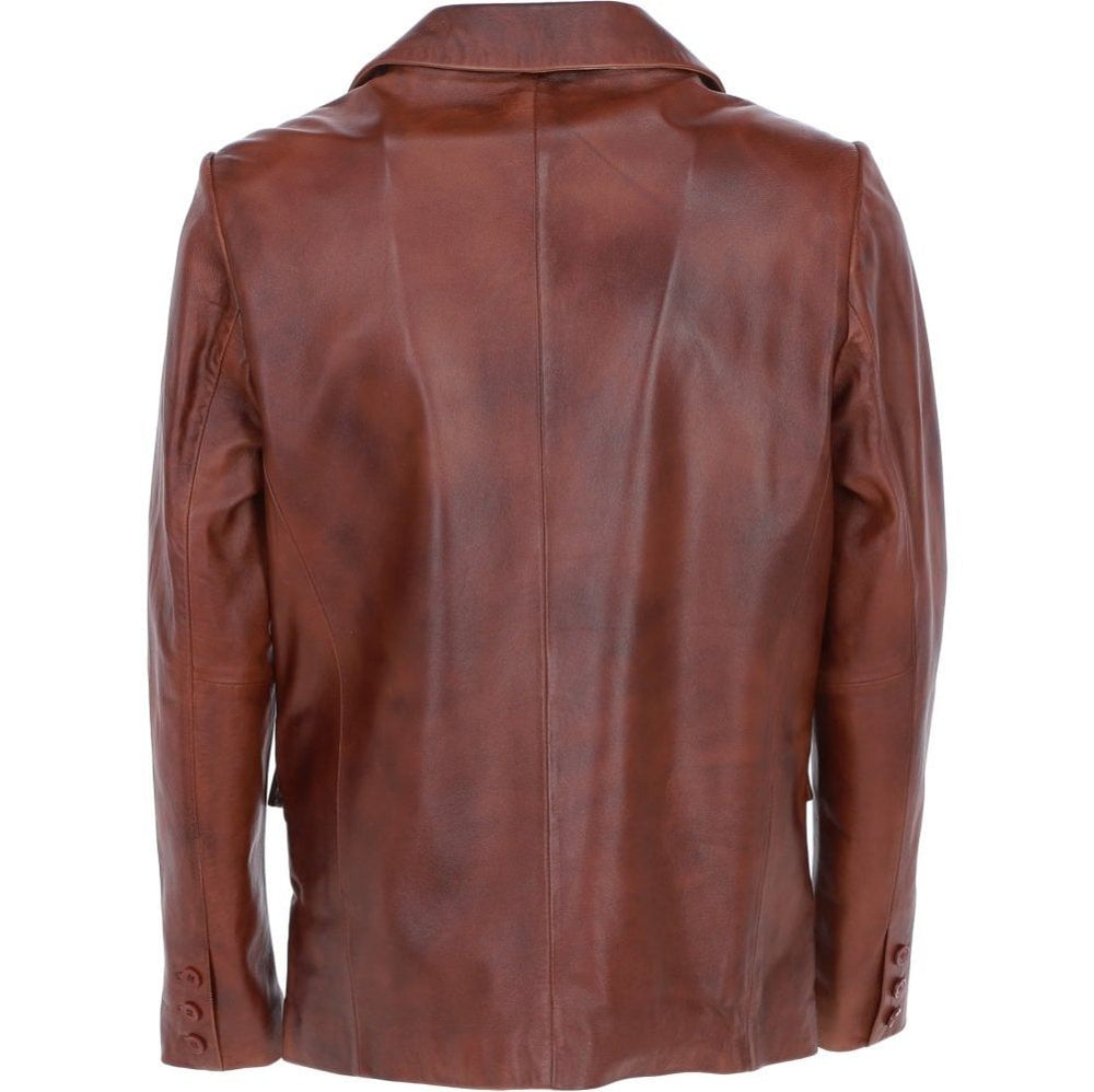 Men's Dark Brown Genuine Leather Blazer