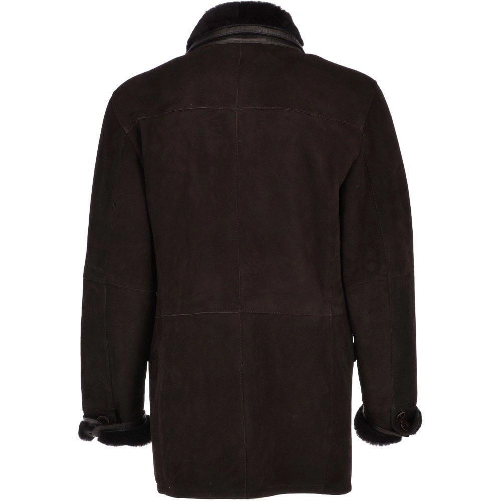 Men’s Dark Brown Shearling Leather Coat