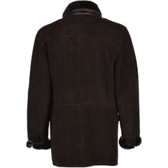 Men’s Dark Brown Shearling Leather Coat: