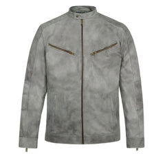 Men’s Grey Leather Jacket