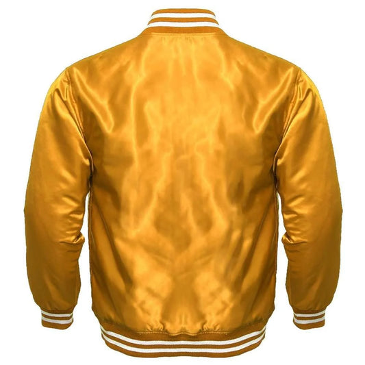 Men's Golden Satin Varsity Jacket