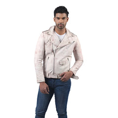 Men’s Light Pink Leather Jacket
