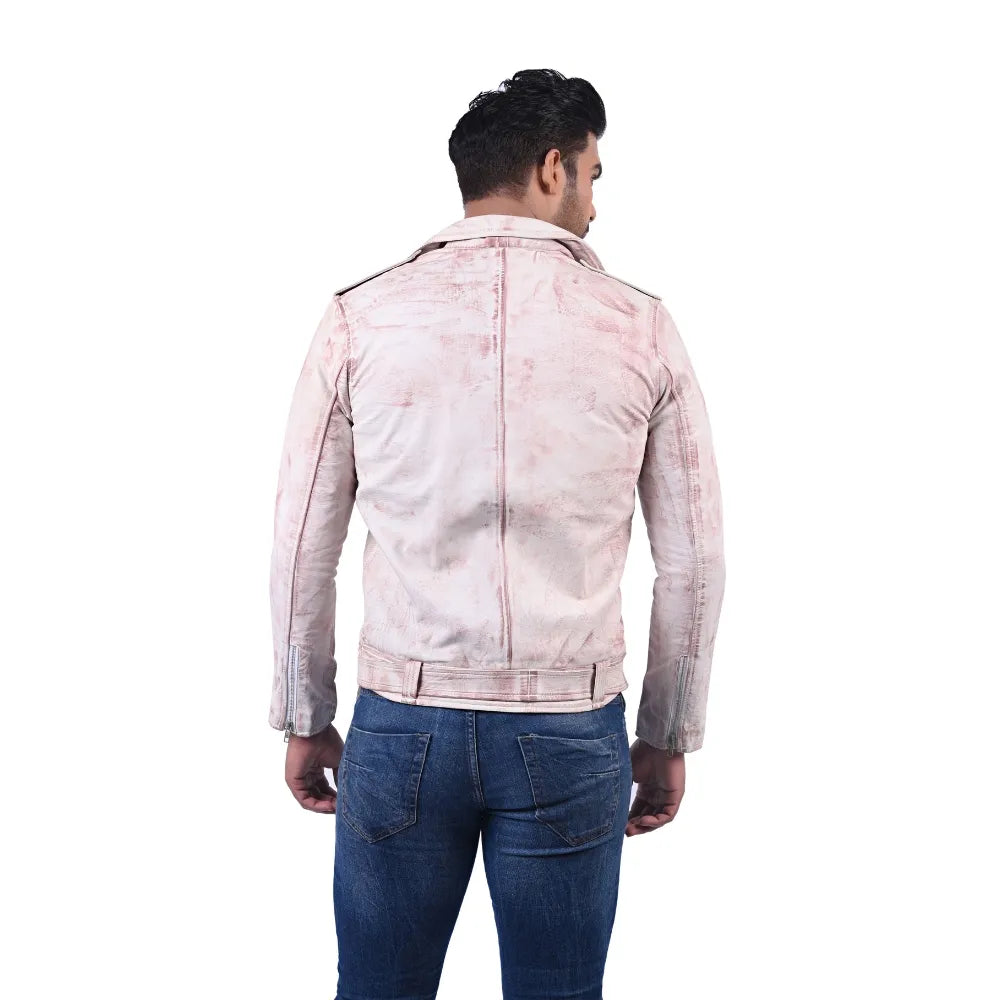 Men’s Light Pink Leather Jacket