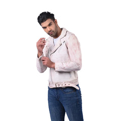 Men’s Light Pink Leather Jacket