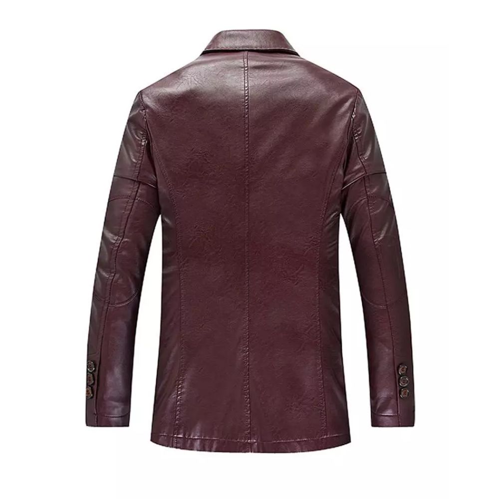 Men's Maroon Leather Blazer