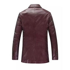 Men's Maroon Leather Blazer