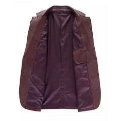 Men's Maroon Leather Blazer