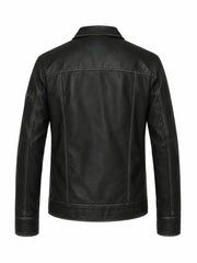 Men’s Modern Black Leather Jacket Back 