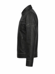 Men’s Modern Black Leather Jacket Left 