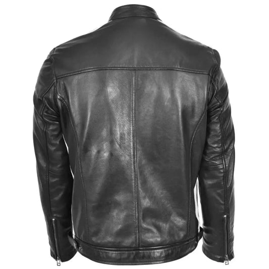Men's Nitro Black Leather Biker Jacket