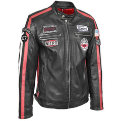 Men's Nitro Black Leather Biker Jacket