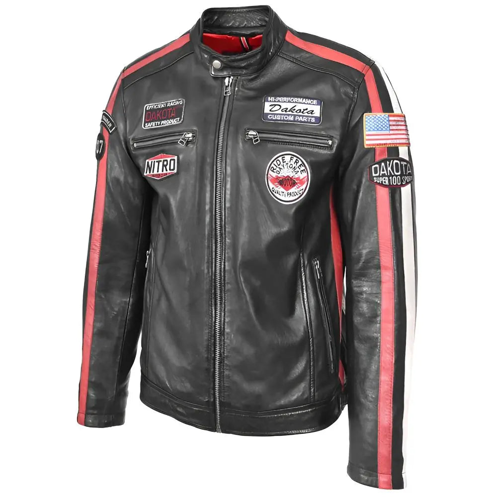 Men's Nitro Black Leather Biker Jacket