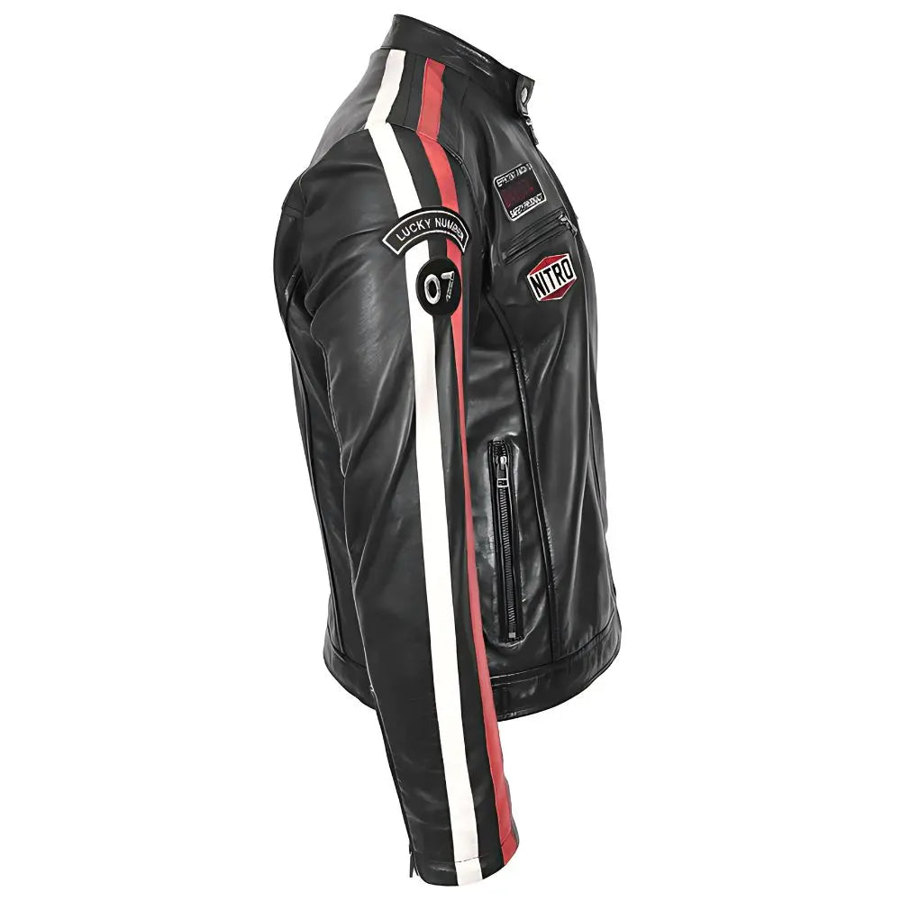 Men's Nitro Black Leather Biker Jacket