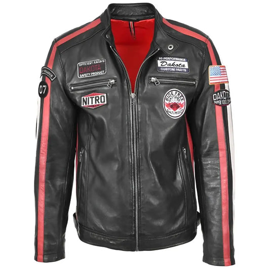 Men's Nitro Black Leather Biker Jacket