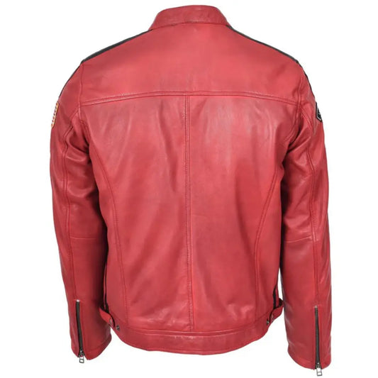 Men's Nitro Red Biker Leather Jacket