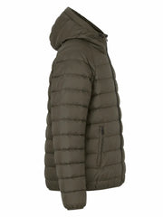 Men’s Olive Green Polyester Hooded Winter Puffer Jacket Right 