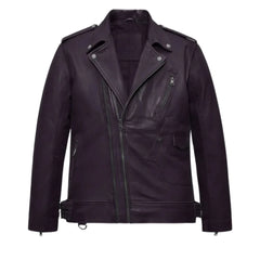 Men’s Purple Asymmetrical Leather Jacket