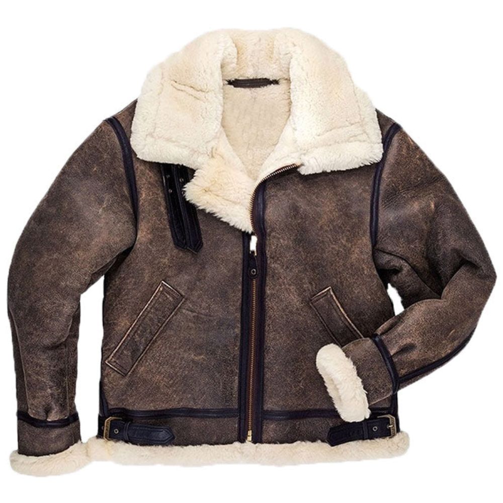 Men's Shearling Lined Aviator Leather Jacket