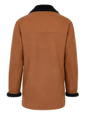 Men’s Shearling Lined Brown And Black Suede Coat Back 