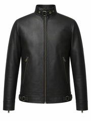Men’s Simple Leather Jacket Front