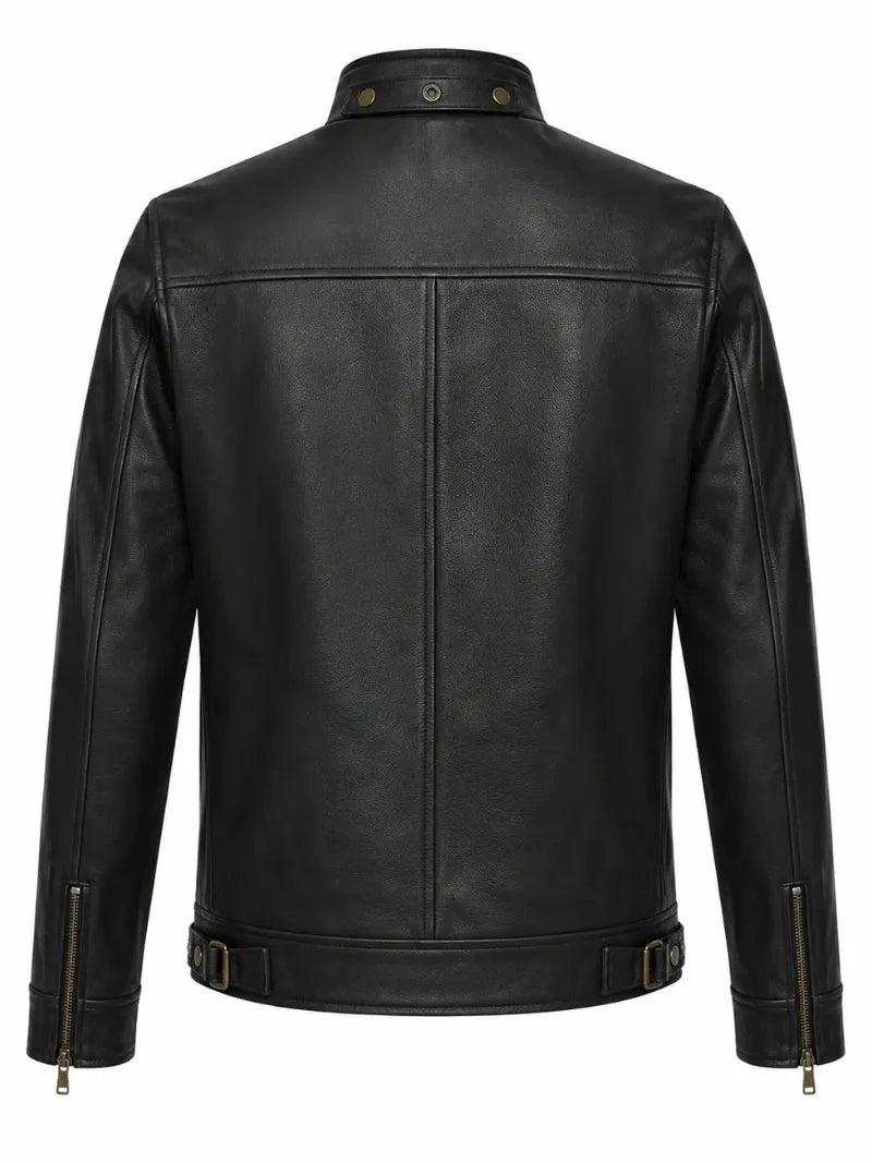 Men’s Simple Leather Jacket Back 