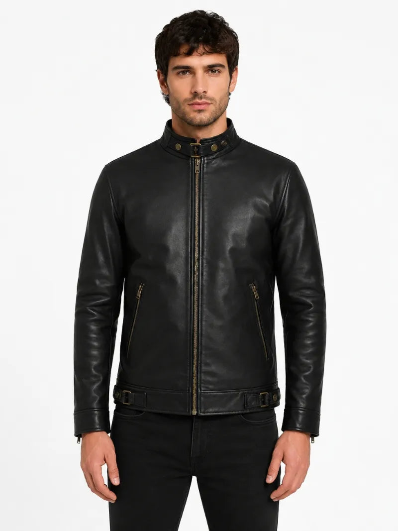 Men’s Simple Leather Jacket Full