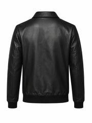 Men's Sleek Classic Black Leather Jacket Back 