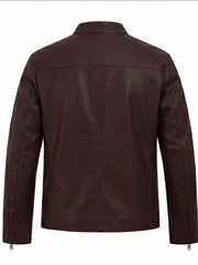 Men’s Slim Fit Burgundy Leather Jacket Back 