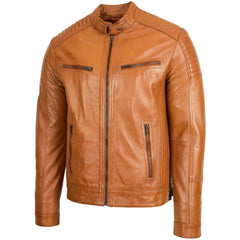 Men's Tan Biker Leather Jacket