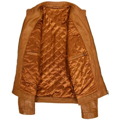 Men's Tan Biker Leather Jacket
