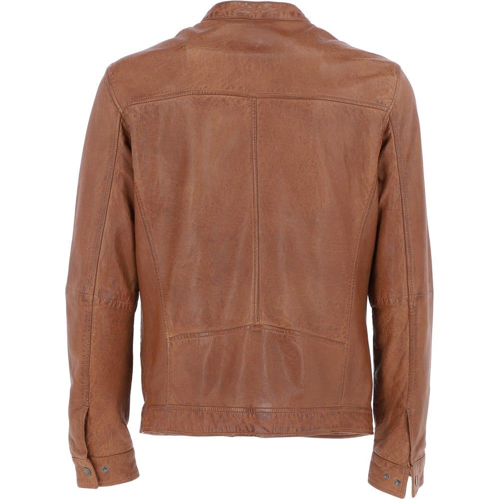 Men’s Tan Leather Moto Jacket