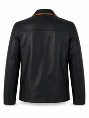 Men’s Vintage Black Winter Leather Jacket Back
