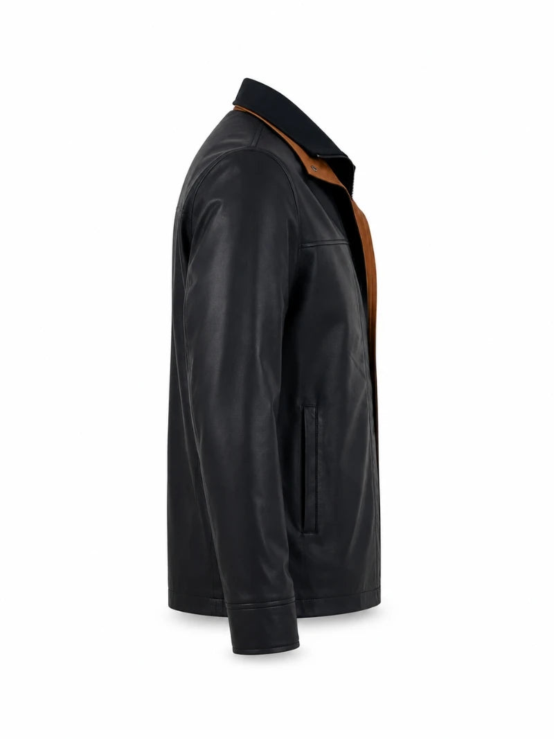 Men’s Vintage Black Winter Leather Jacket Right 