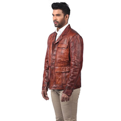 Men's Vintage Brown Leather Blazer Jacket