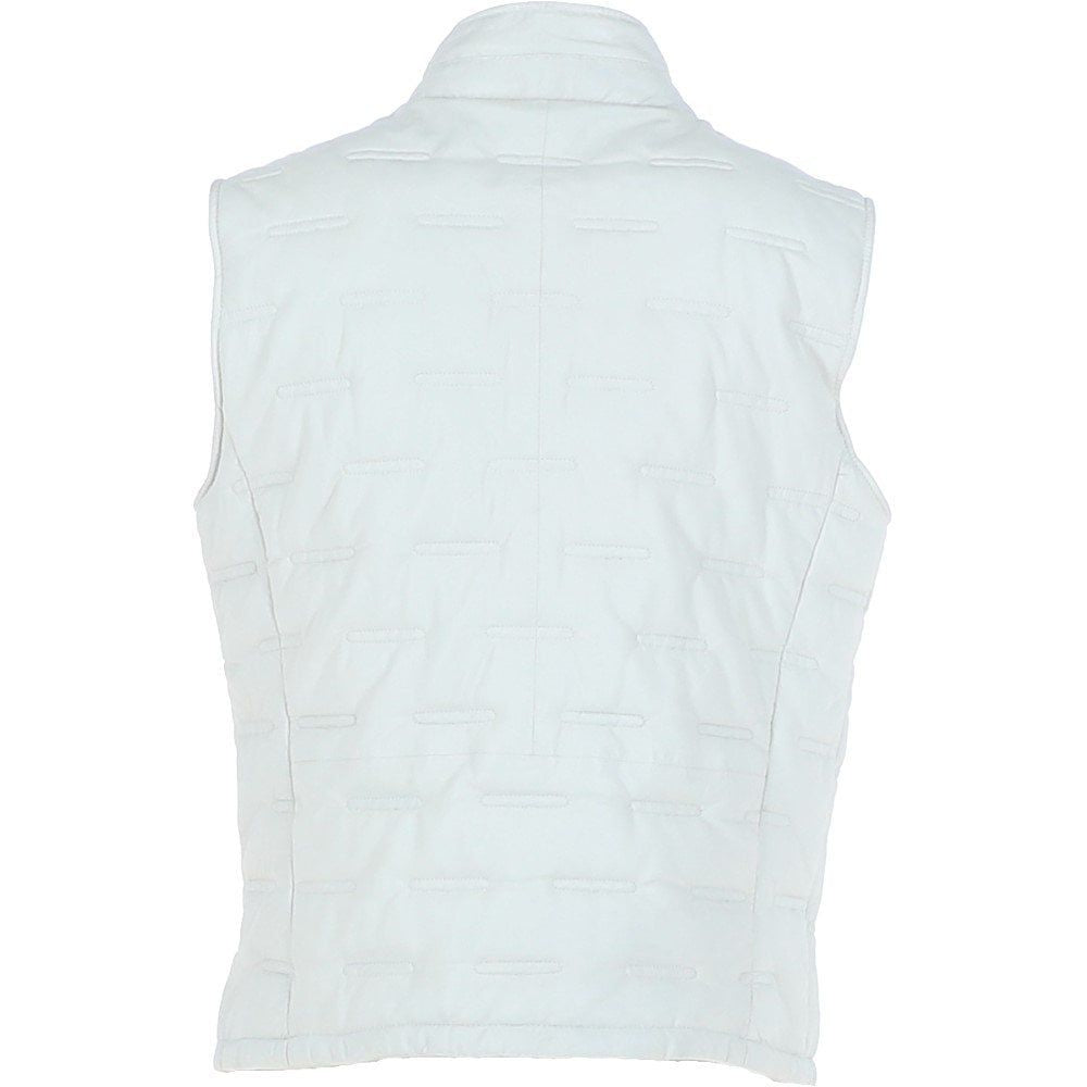 Men's White Quilted Leather Vest