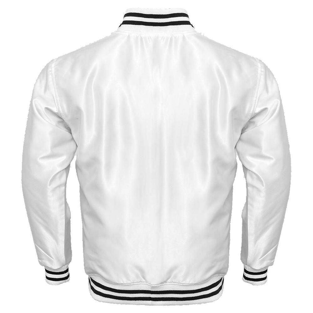 Men's White Satin Varsity Jacket