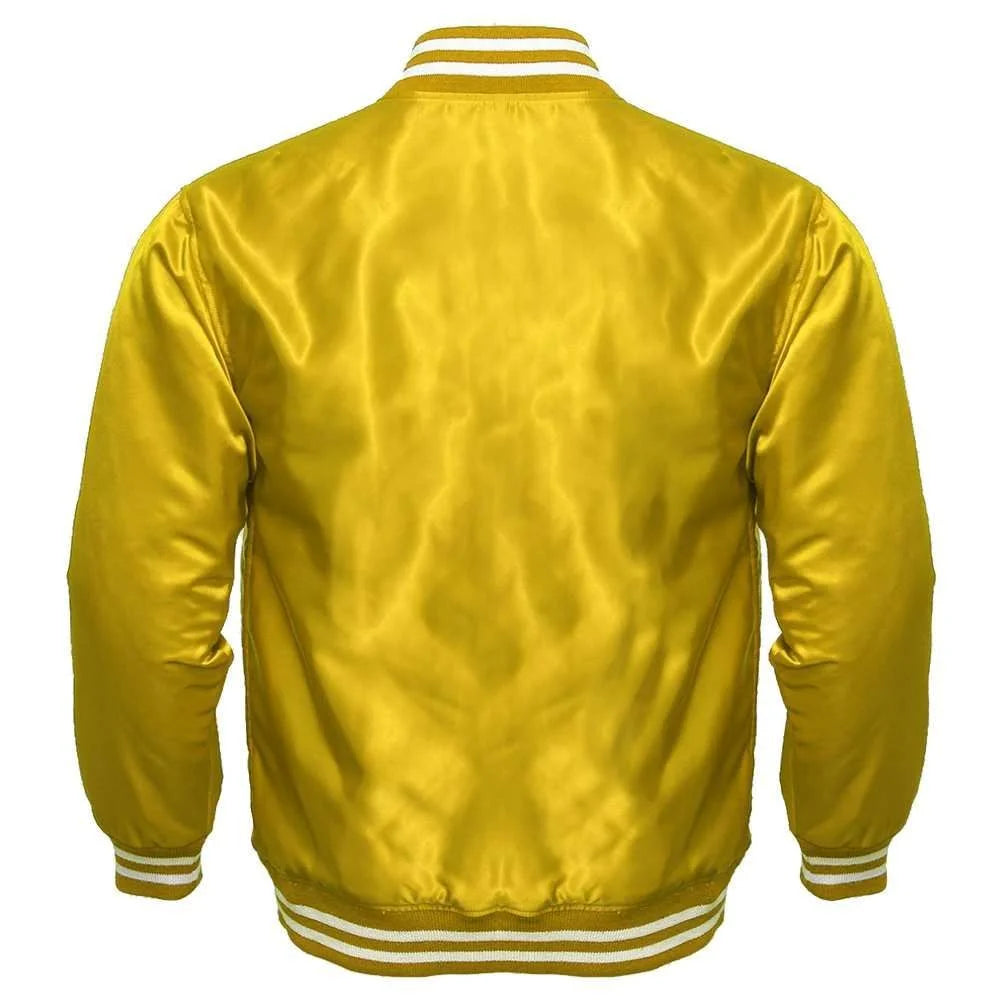 Men's Yellow Satin Varsity Jacket