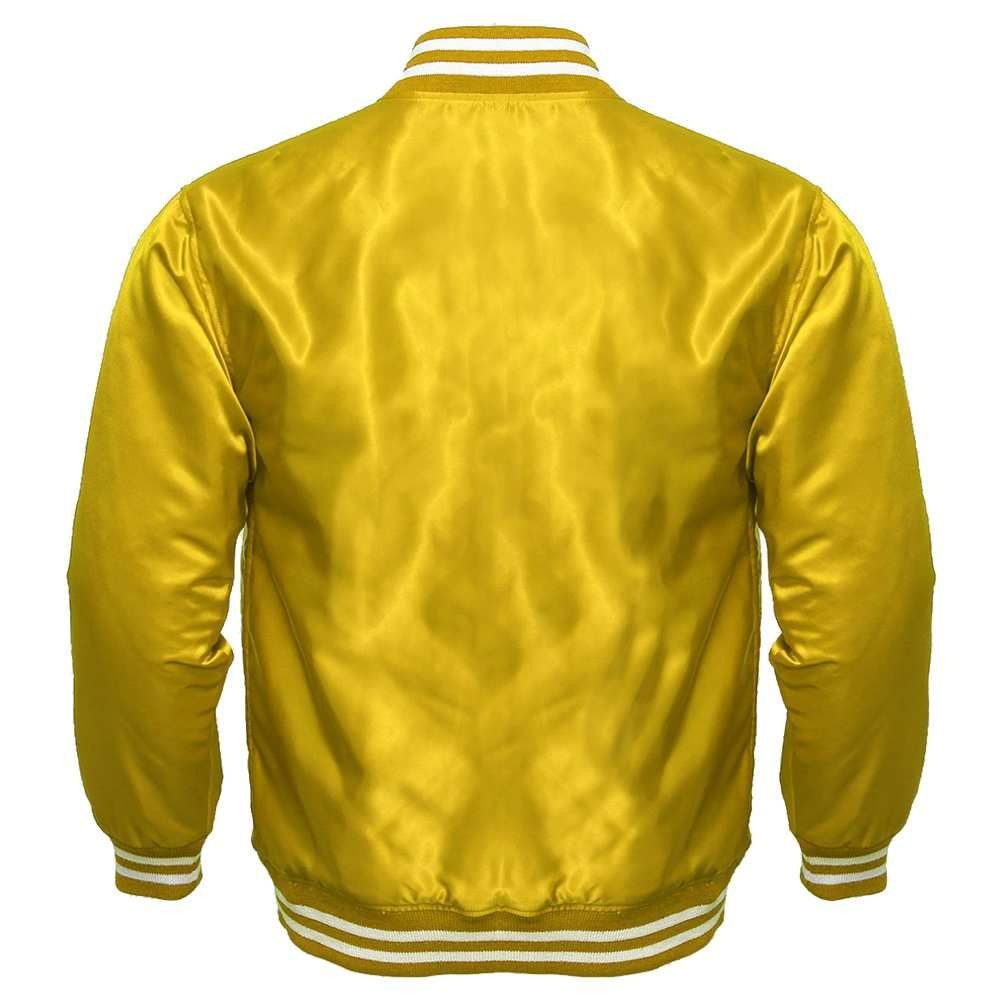 Men's Yellow Satin Varsity Jacket