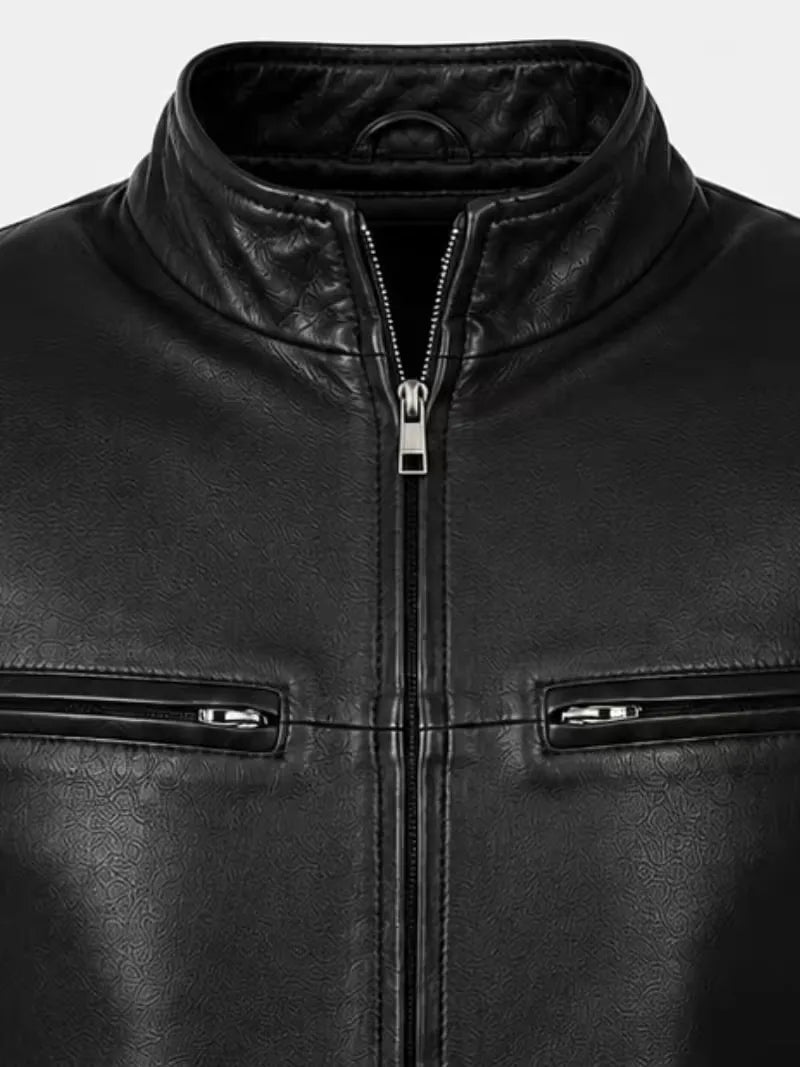 Men's brown sheepskin leather jacket, full length