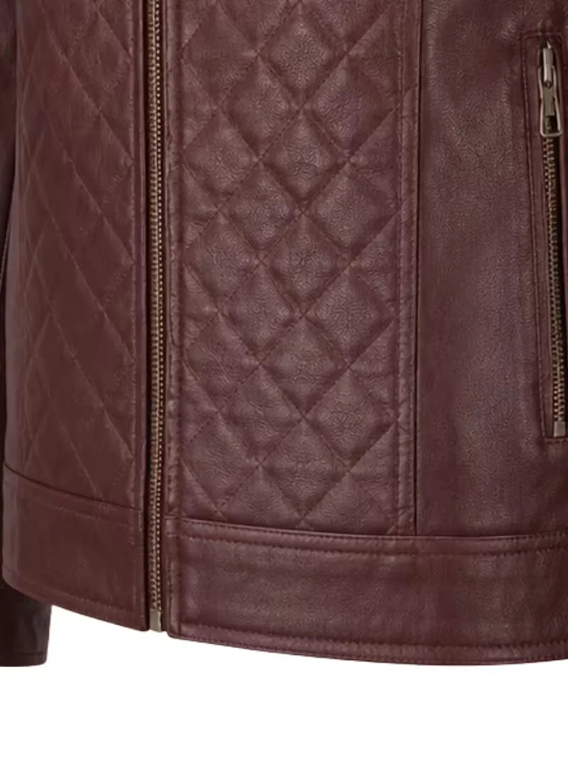 Men's black sheepskin leather jacket, pocket detail