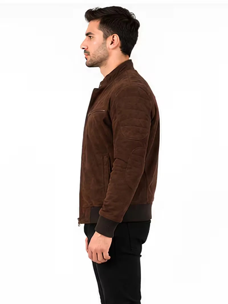 Men's black sheepskin leather jacket, cuff detail