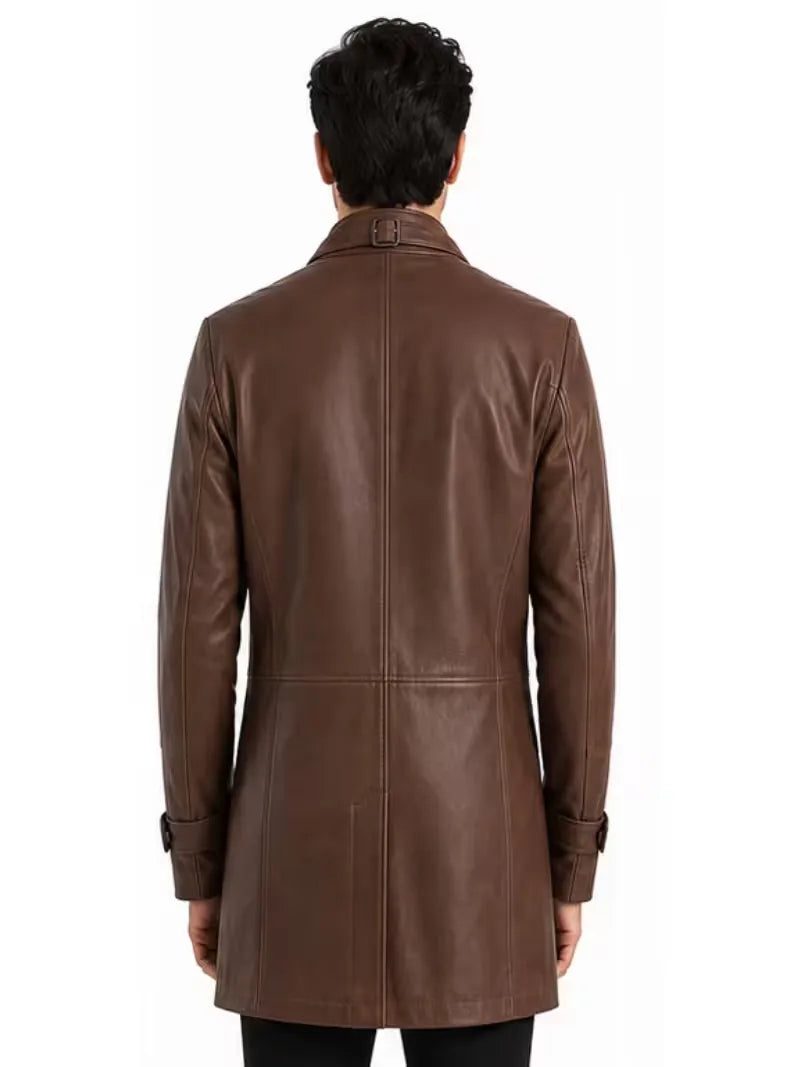 Men's black sheepskin leather jacket, cuff detail