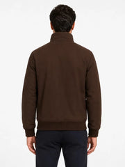 Men's brown leather suede leather jacket, collar detail