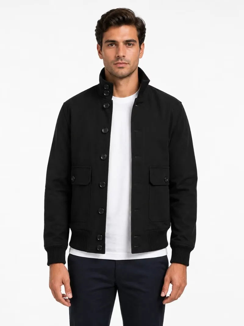 Men's brown leather suede leather jacket, front view