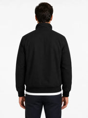 Men's brown leather suede leather jacket, back view