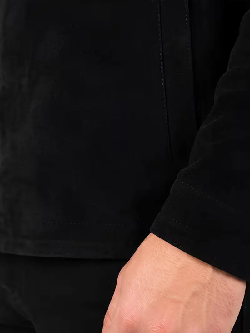 Men's brown sheepskin leather jacket, cuff detail