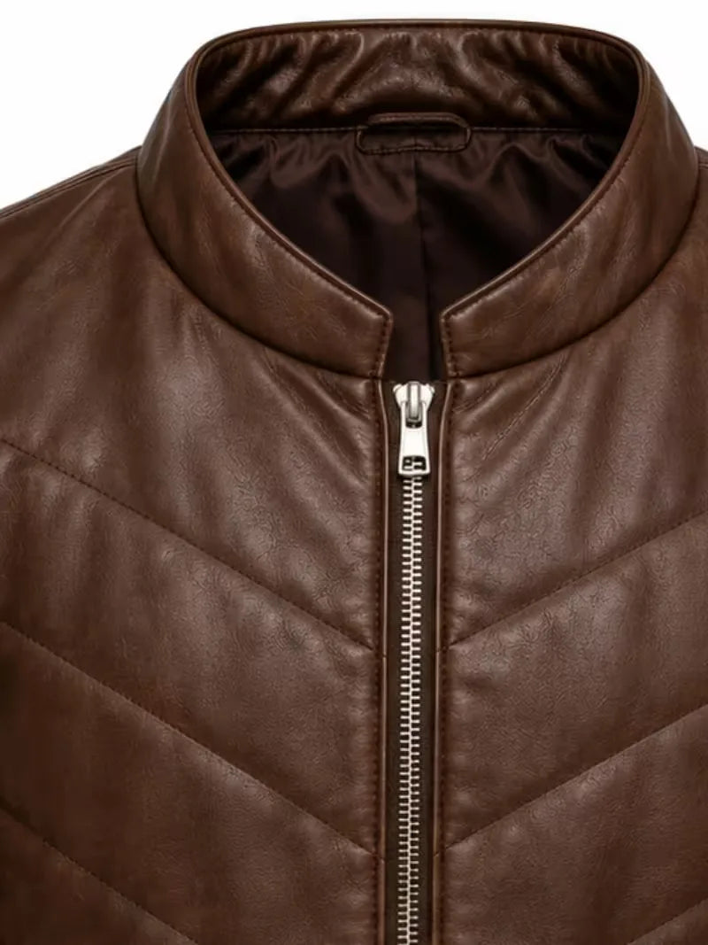 Men's black sheepskin leather jacket, full length