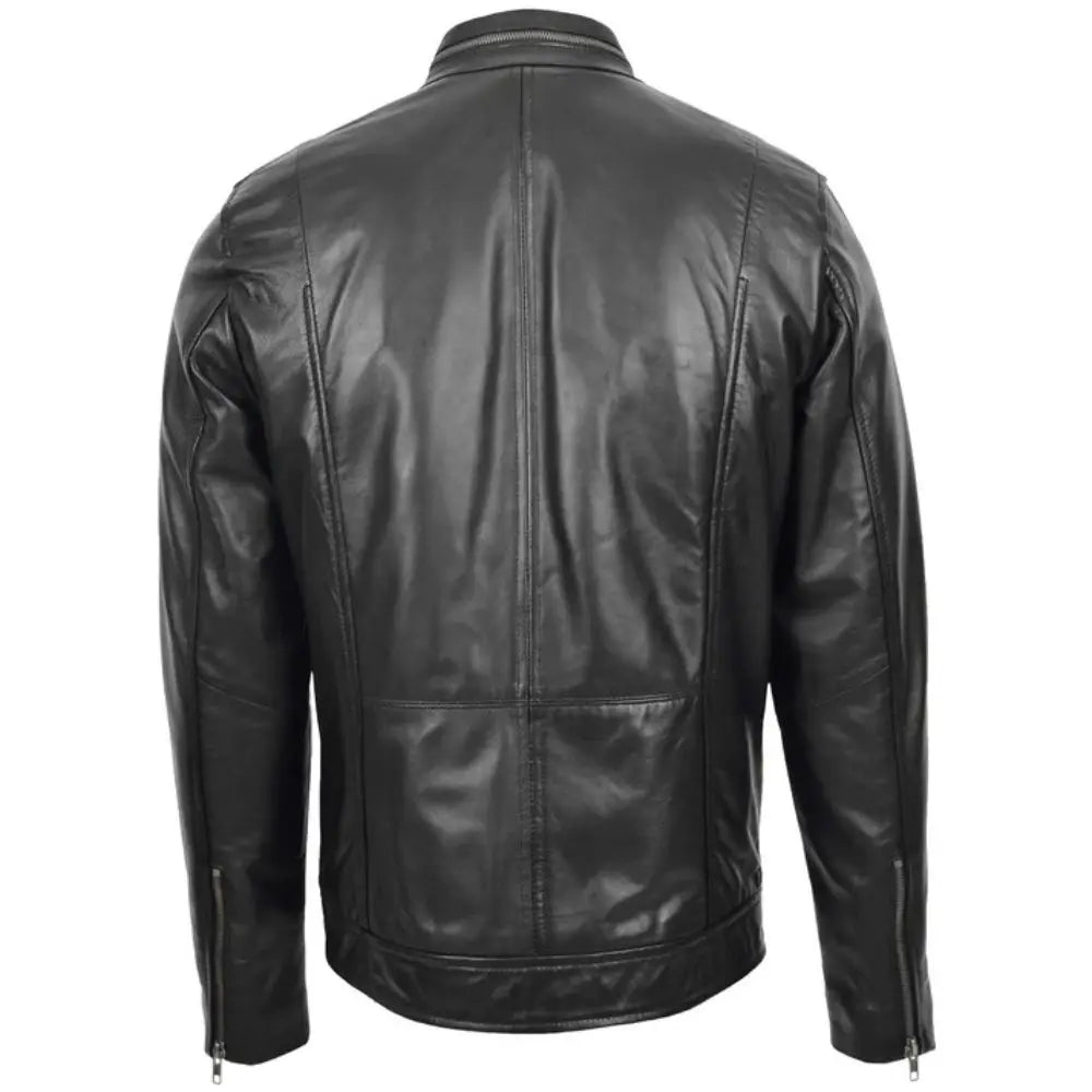 Mens Black Casual Biker Leather Jacket